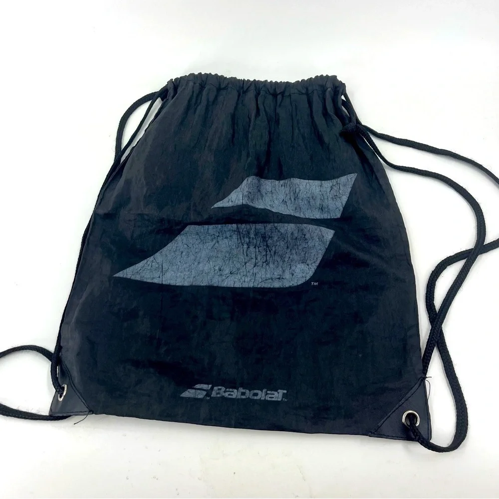 Babolat Black Drawstring Cinch Bag Tennis Gym Sackpack Lightweight Logo Graphic